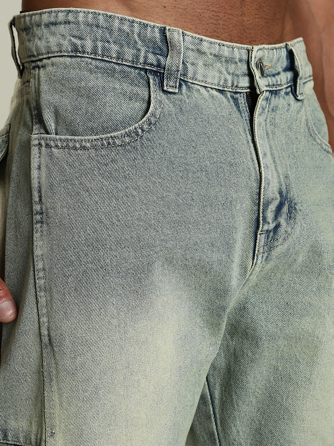Vintage Wash baggy Cargo Jeans with Washed Fade