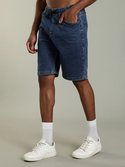 Elastic Waist Classic Fit Denim Shorts – Deep Indigo