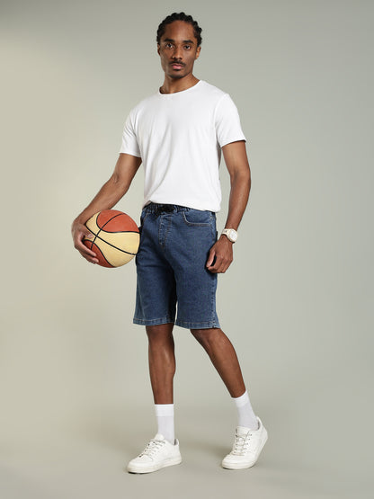 Elastic Waist Classic Fit Denim Shorts – Deep Indigo