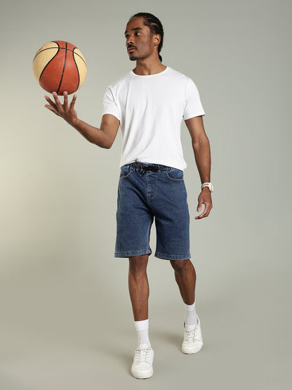 Elastic Waist Classic Fit Denim Shorts – Deep Indigo