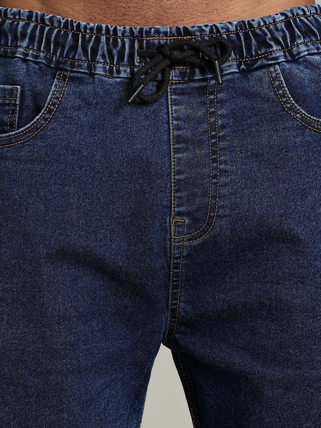 Elastic Waist Denim Shorts – Mid Wash Blue