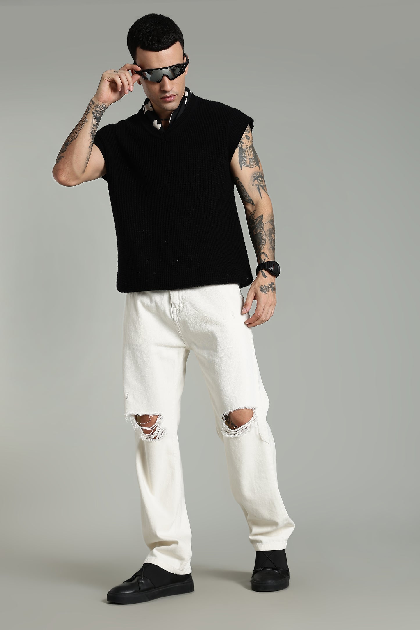 Off White Ripped Jeans | Baggy Fit