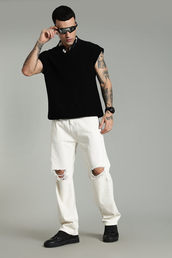 Off White Ripped Jeans | Baggy Fit