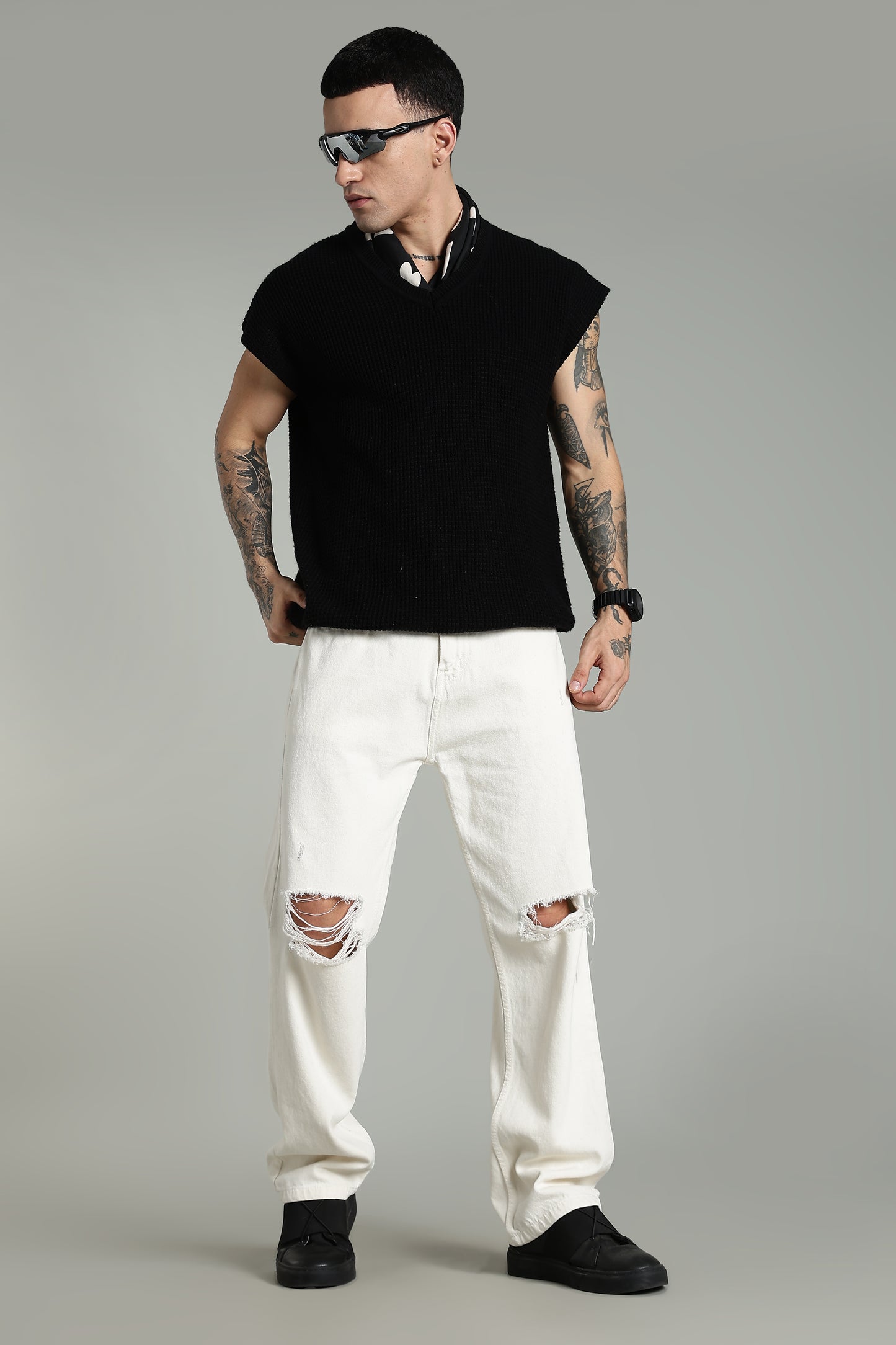 Off White Ripped Jeans | Baggy Fit