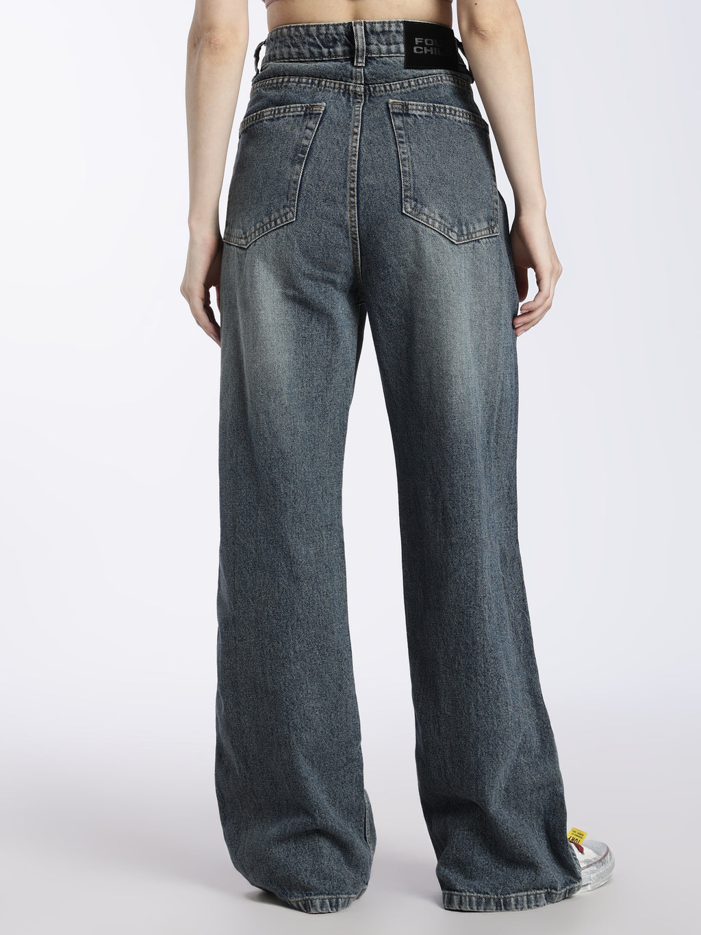 Wide Leg Jeans Washed Blue