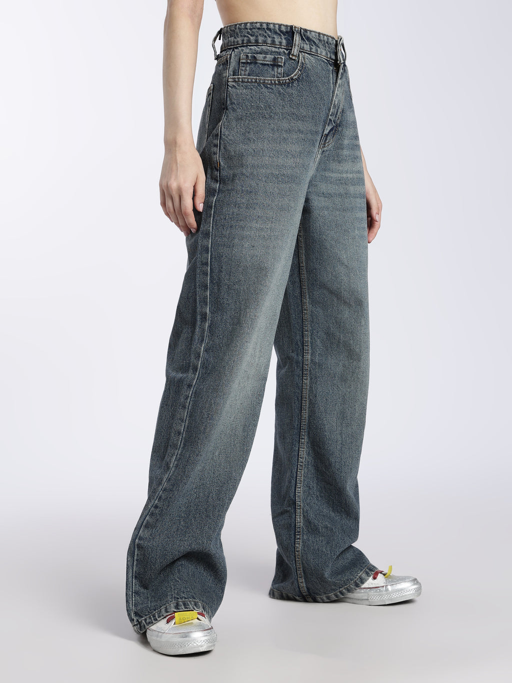 Wide Leg Jeans Washed Blue