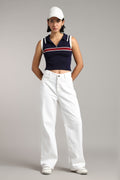 Women's Ecru White Wide Leg Jeans