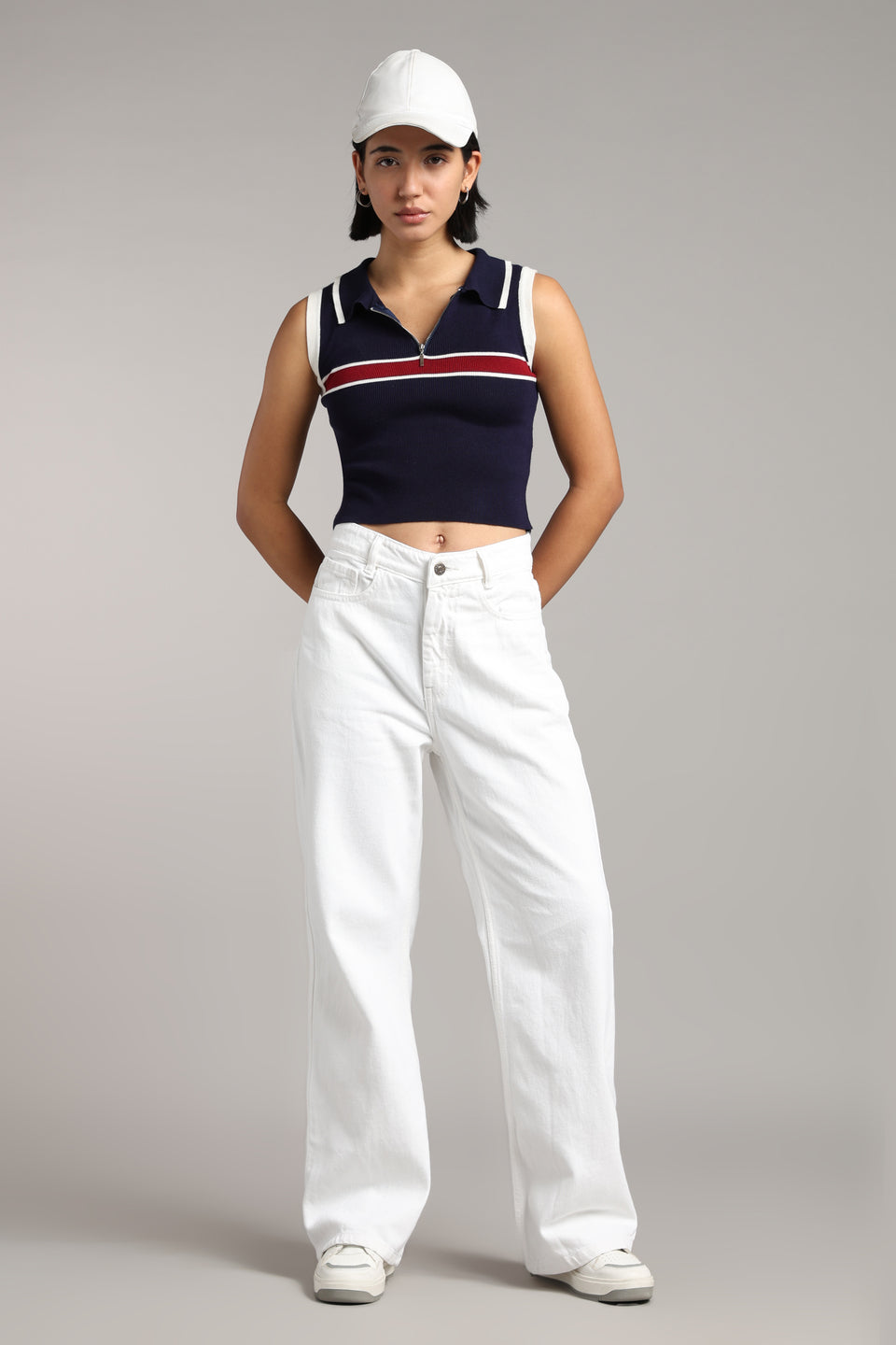 Women's Ecru White Wide Leg Jeans