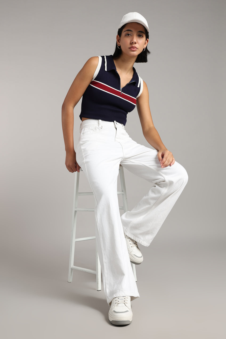 Women's Ecru White Wide Leg Jeans