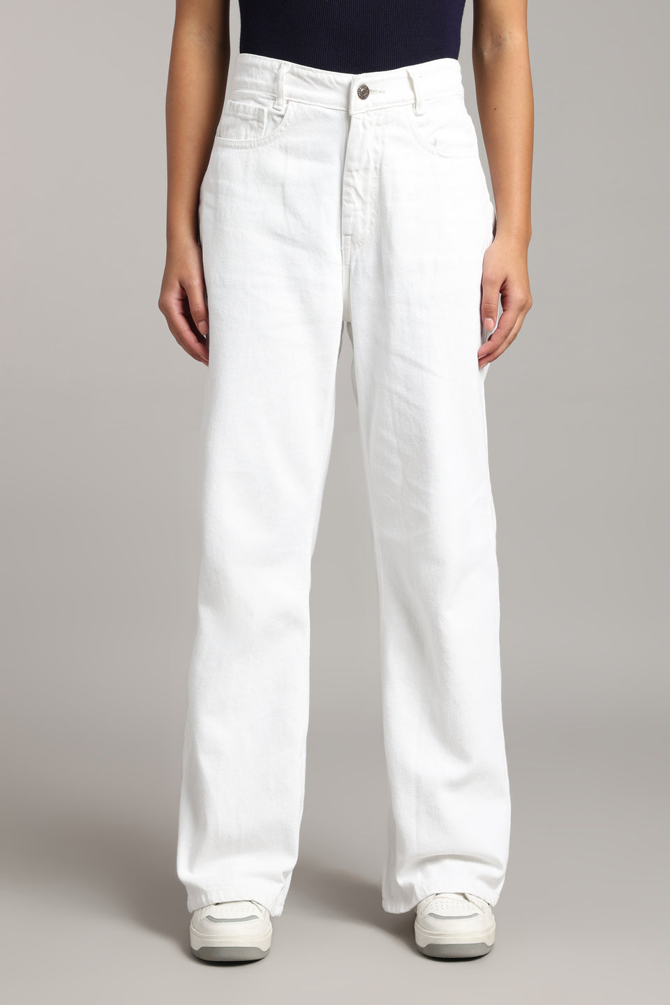 Women's Ecru White Wide Leg Jeans