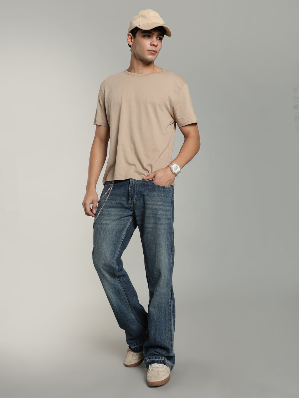 Men's Blue Flared Jeans Plain