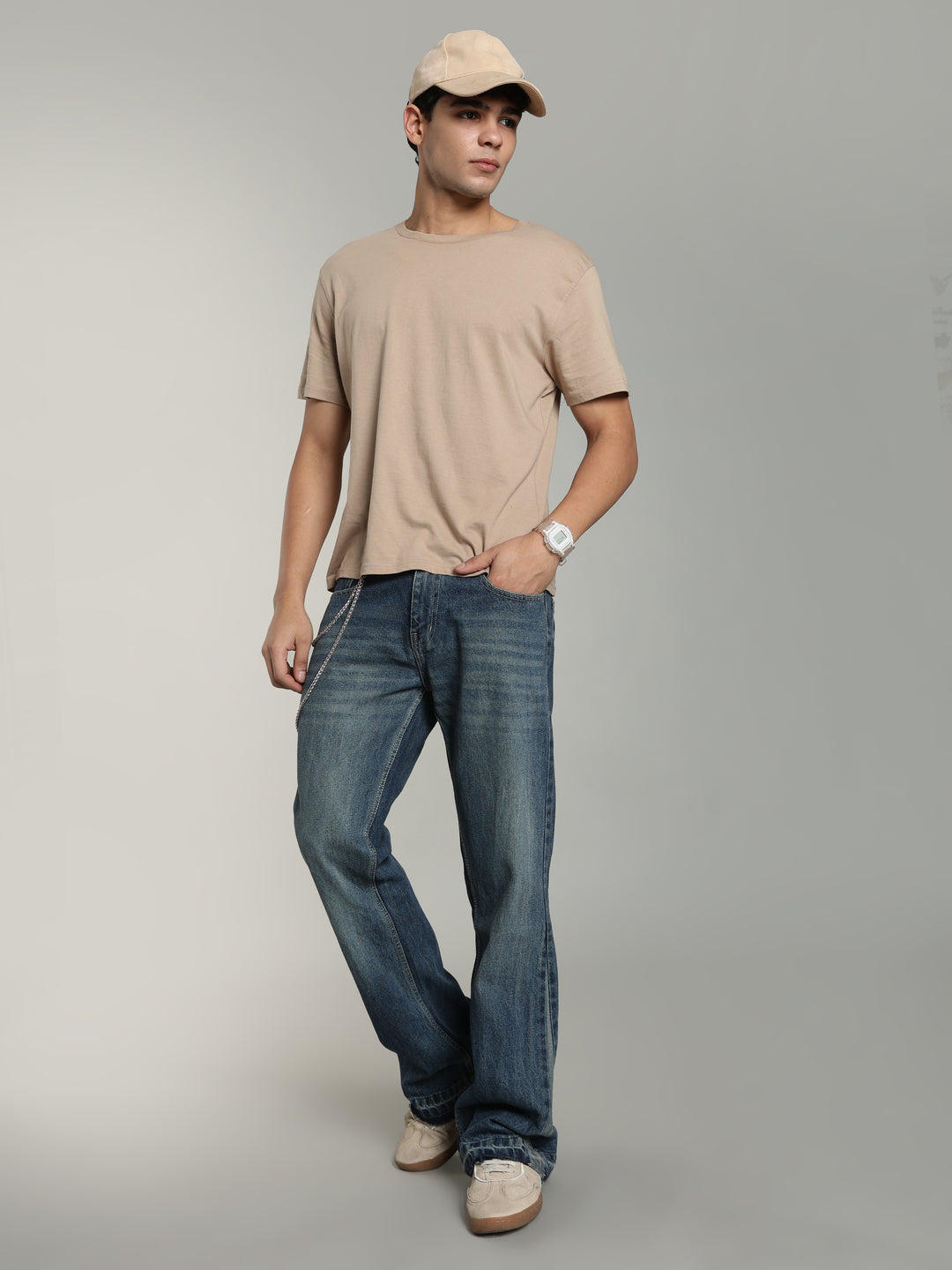 Men's Blue Flared Jeans Plain