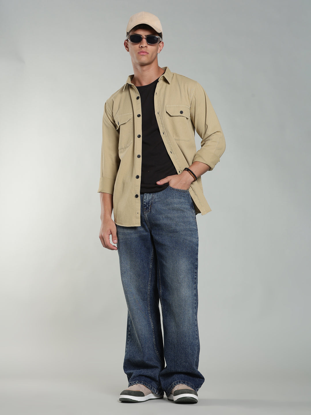 Dark Blue Washed Wide Leg Jeans