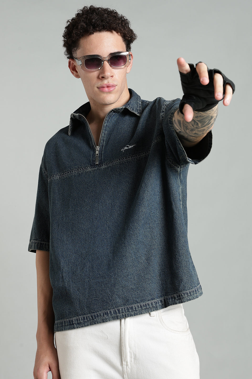 Boxy Fit Zipper Shirt