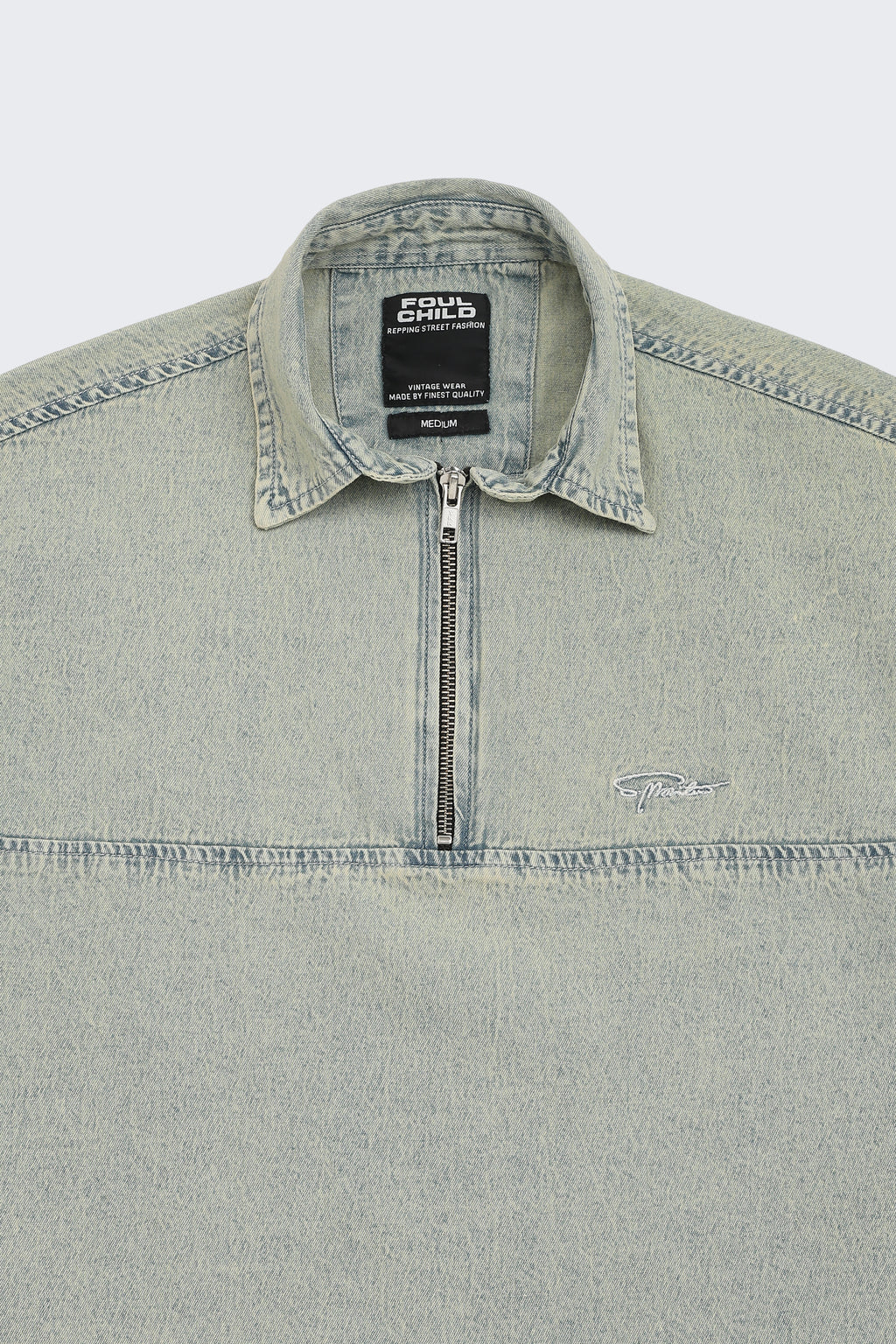 Boxy Fit Zipper Shirt | Vintage Blue