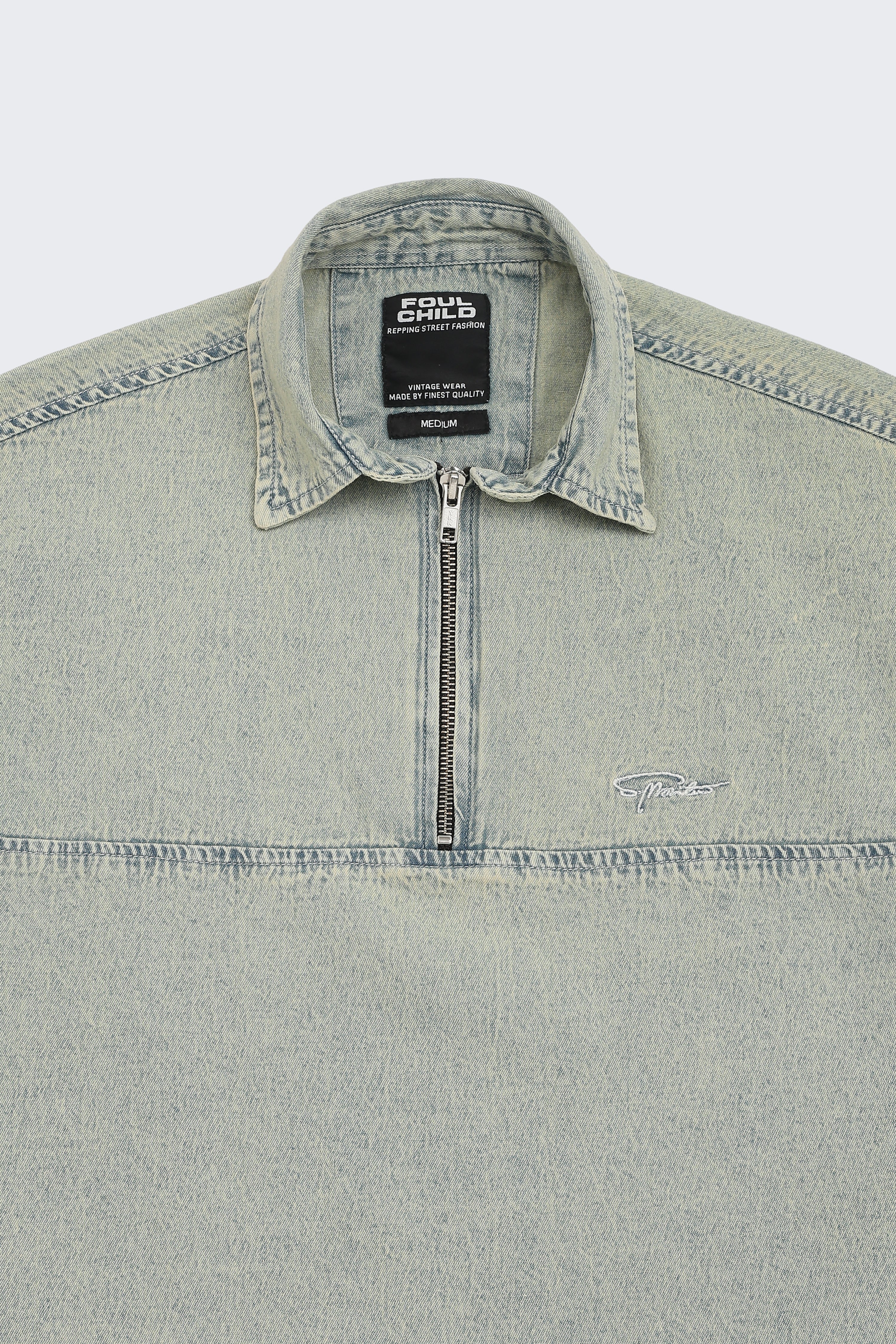 Boxy Fit Zipper Shirt | Vintage Blue
