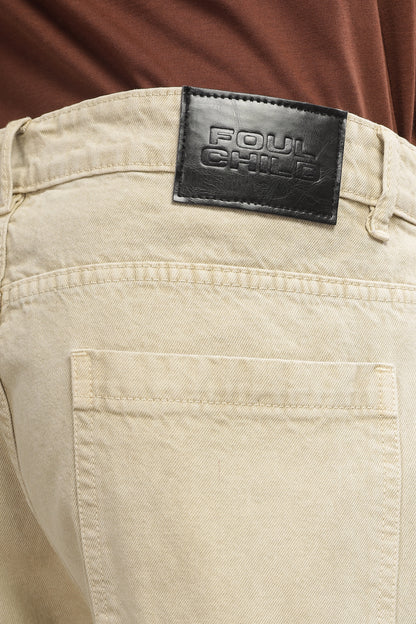 8 Pocket Cargo Denim | Baggy Fit Jeans | Beige