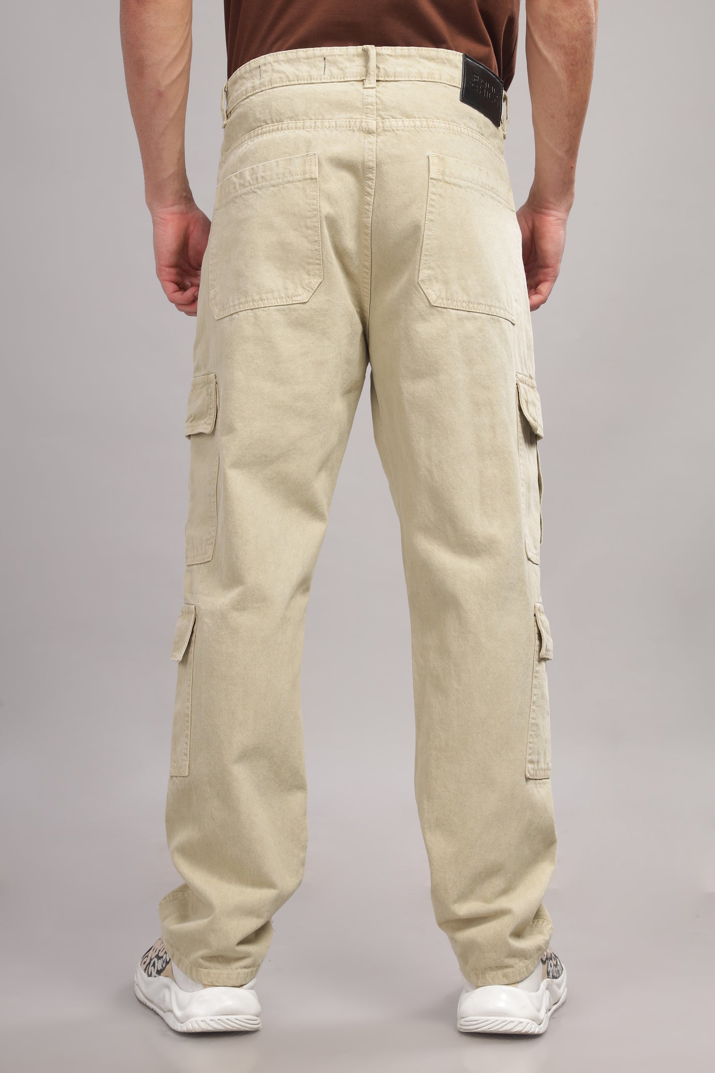 8 Pocket Cargo Denim | Baggy Fit Jeans | Beige