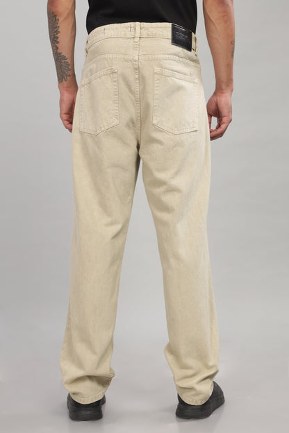 Plain Baggy Beige Jeans