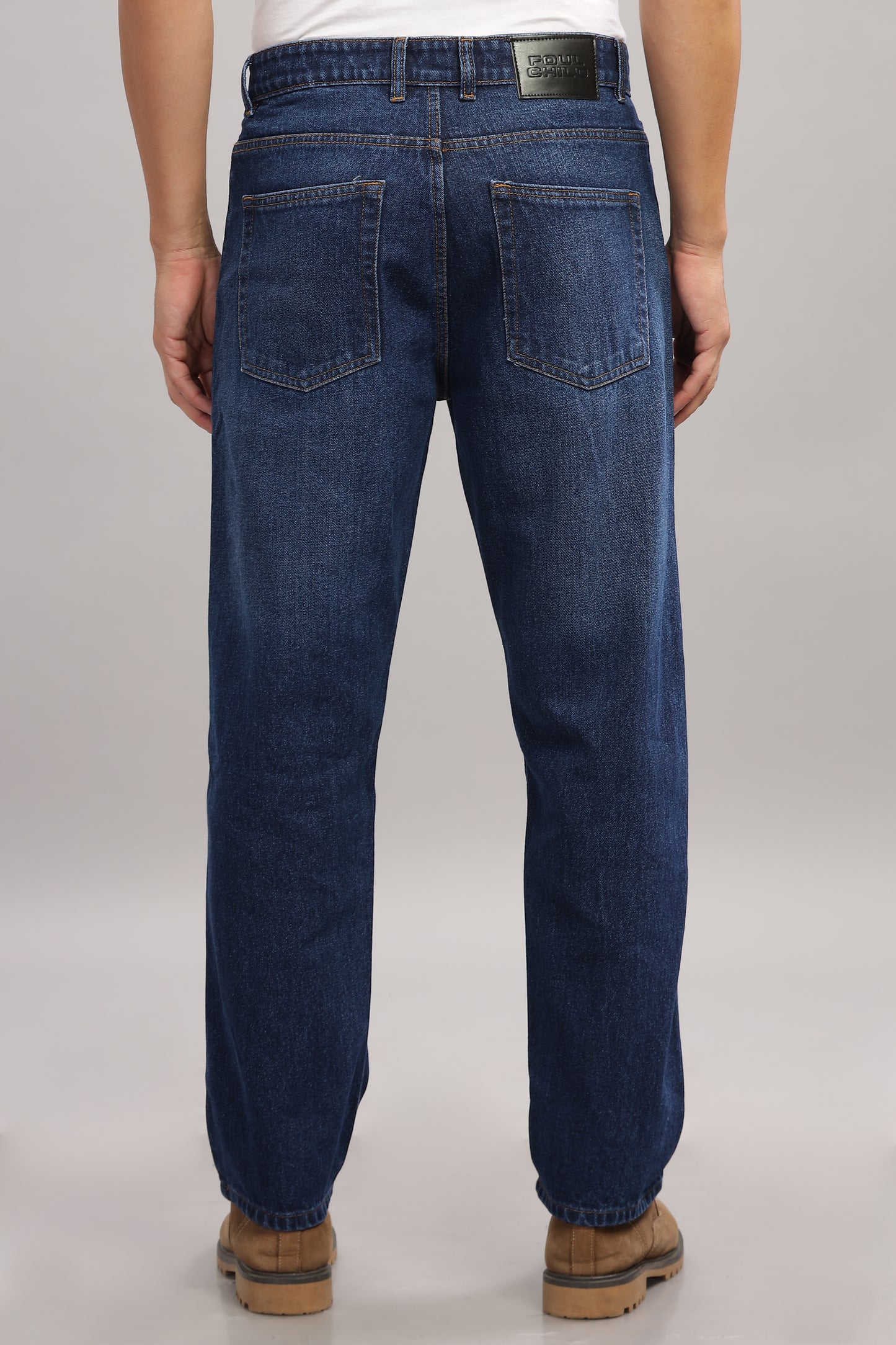 Plain Baggy Dark Blue Jeans