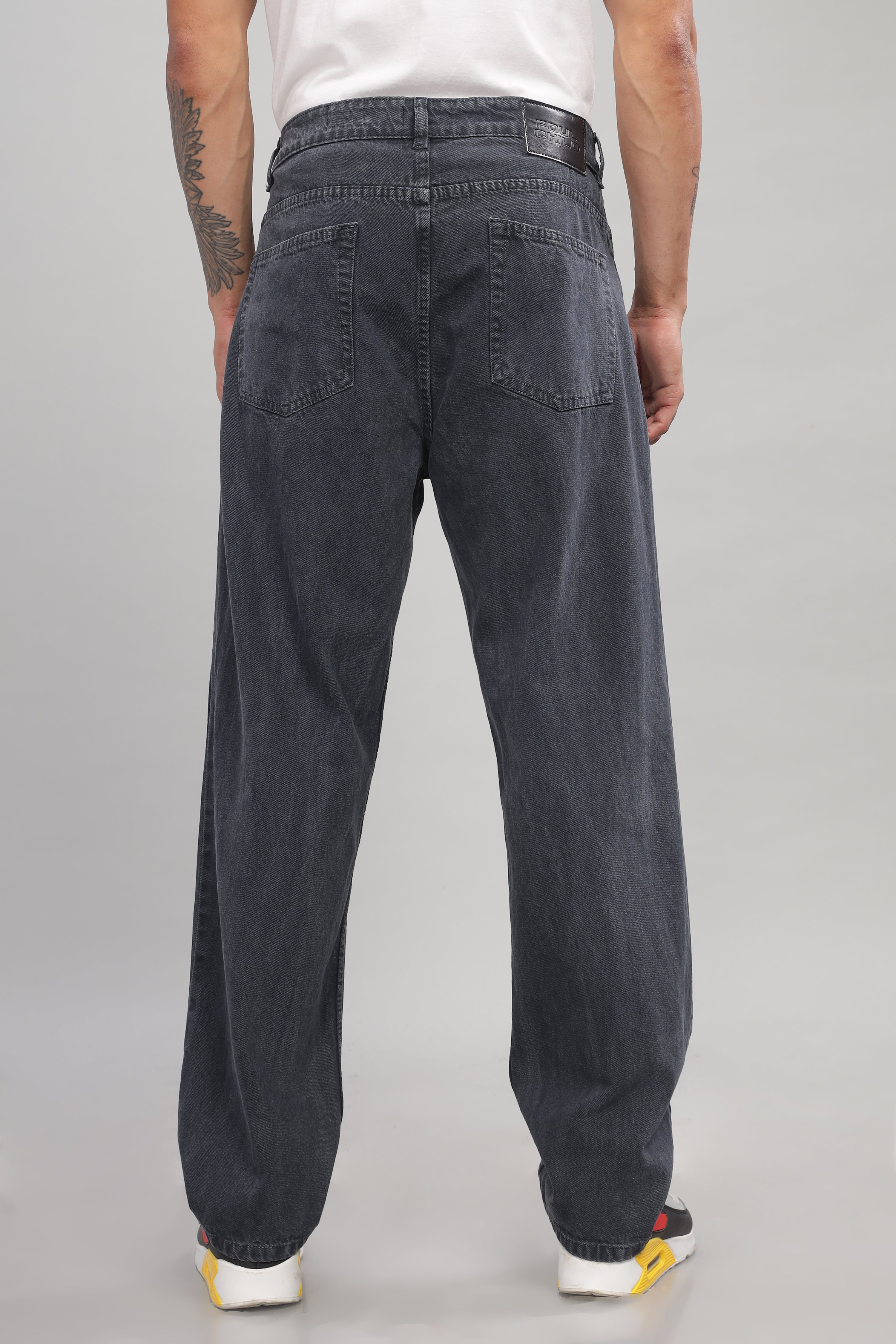 Plain Baggy Dark Grey Jeans