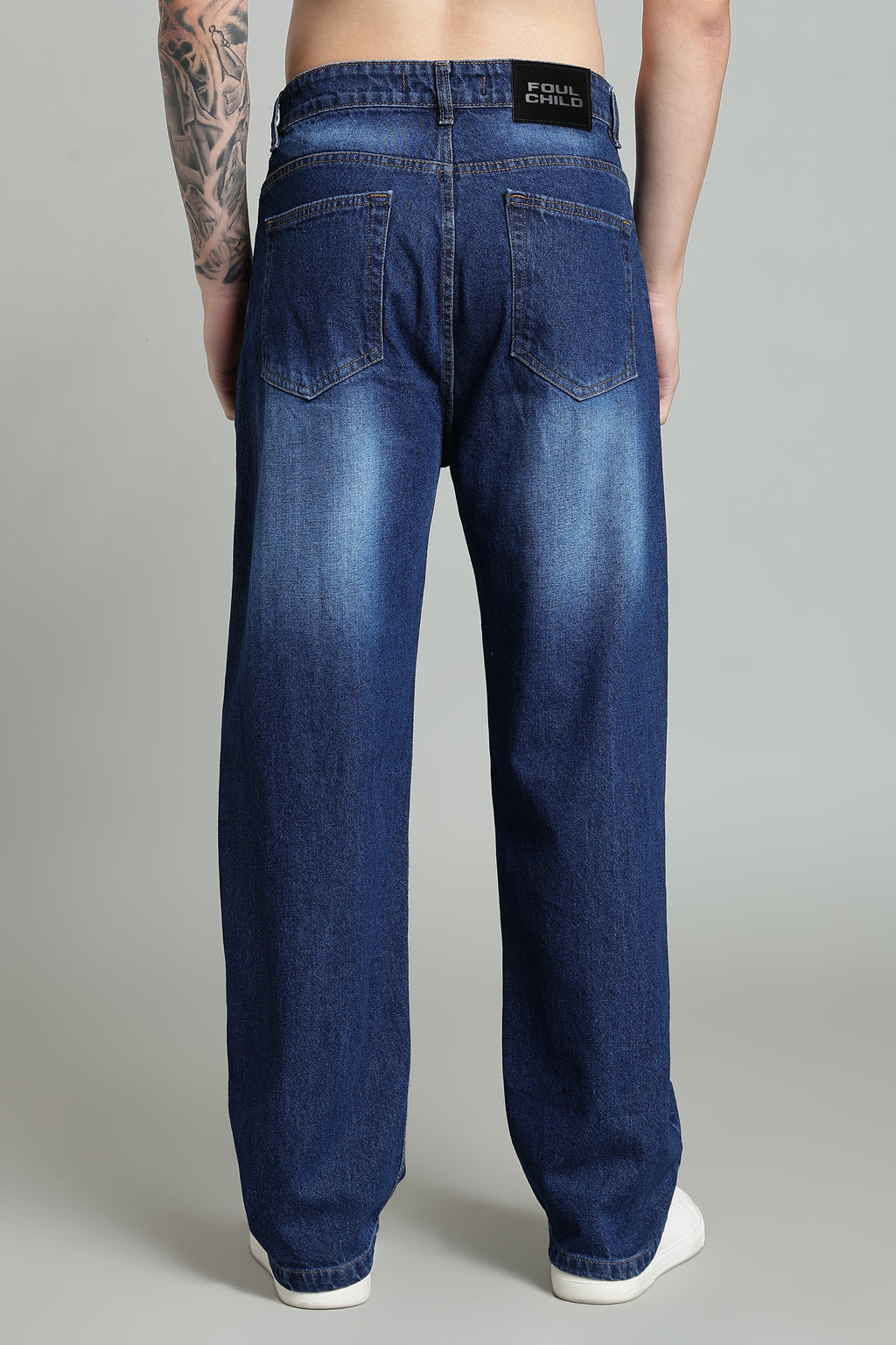 Plain Baggy Dark Blue Jeans