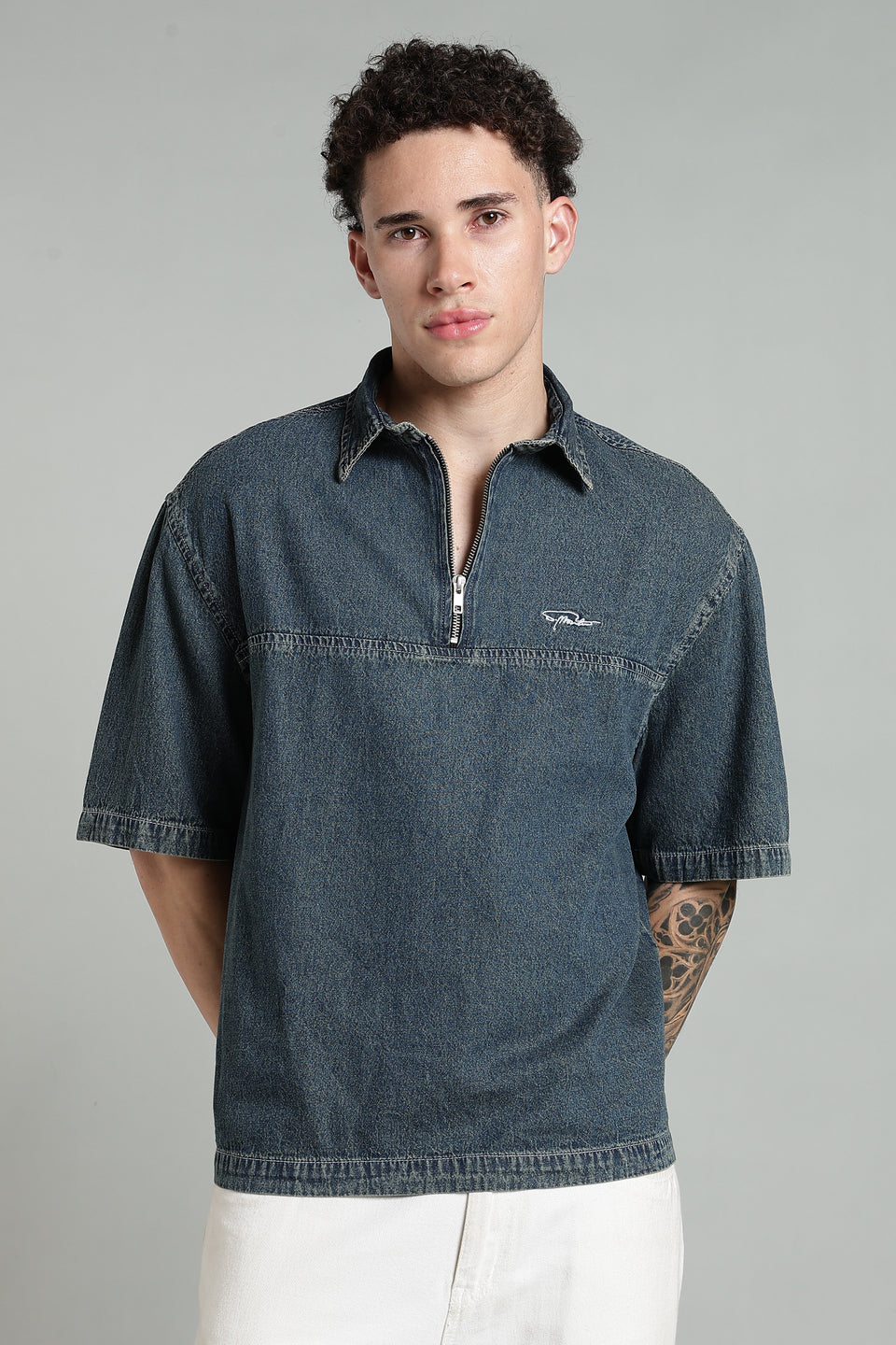 Boxy Fit Zipper Shirt