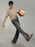 Brown Tint- Men's Ripped Flared Jeans