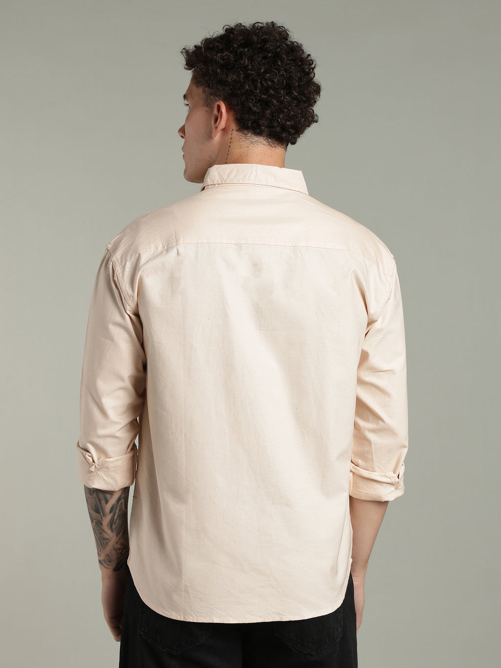 Peach Relaxed Fit Floral Embroidered Shirt
