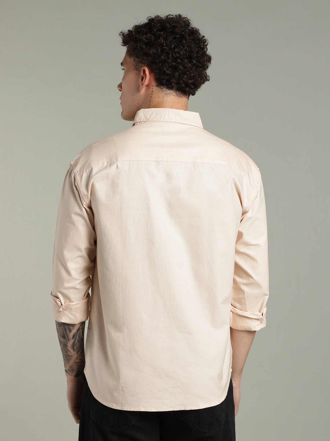 Peach Relaxed Fit Floral Embroidered Shirt