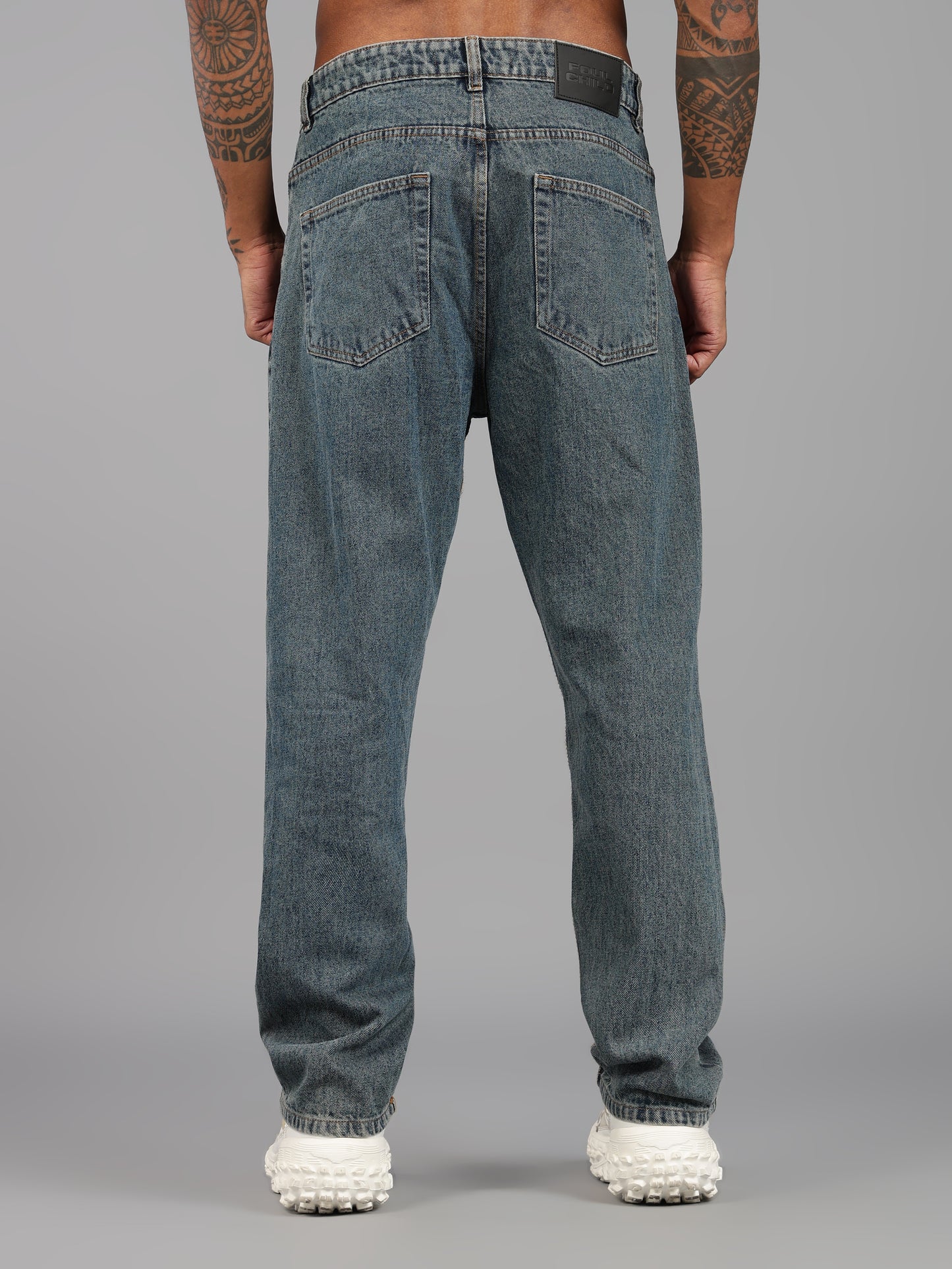 Heavy Ripped Blue Baggy Fit Jeans