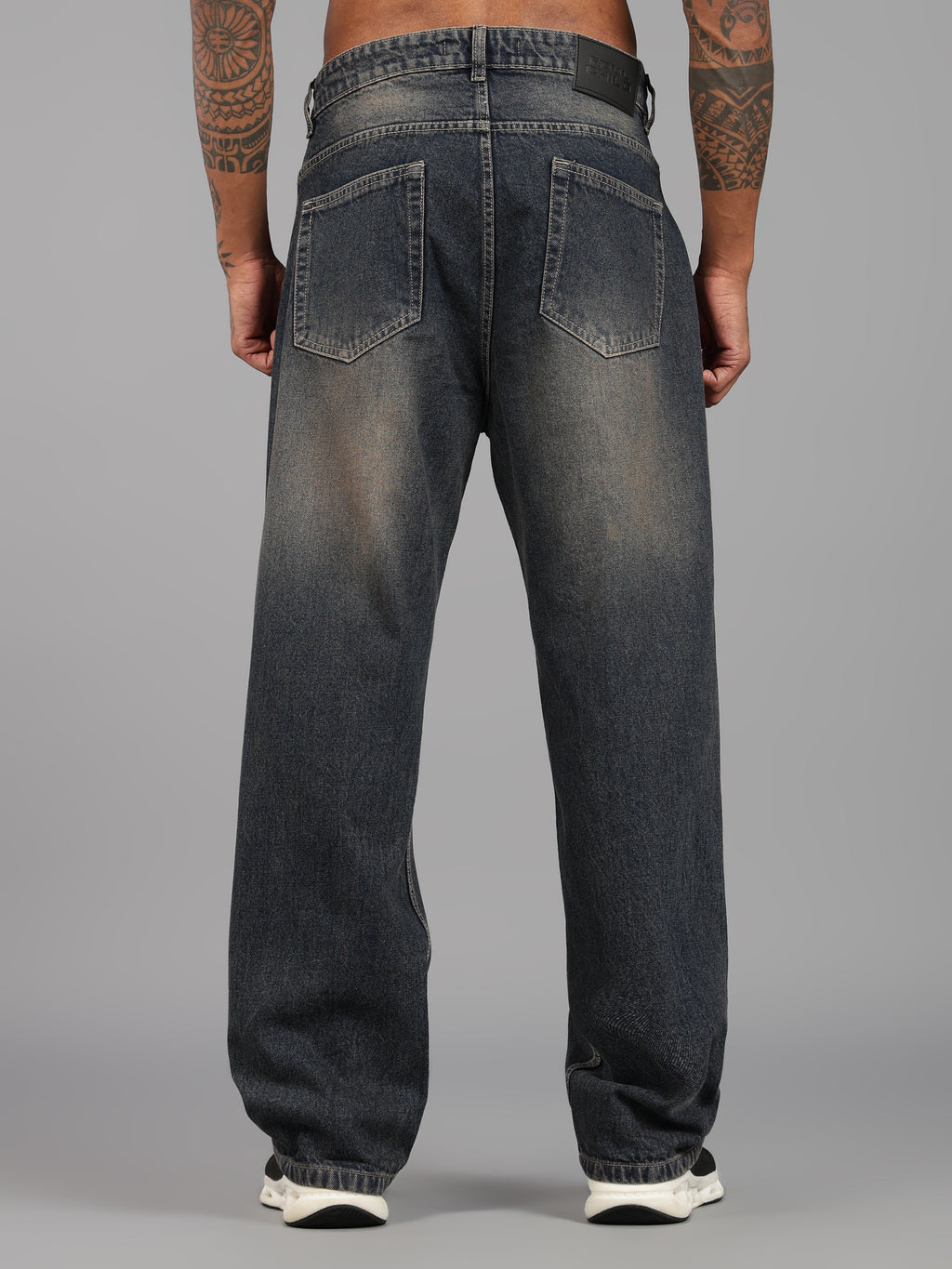 Brown Tint- Knee Cut Baggy Fit Jeans