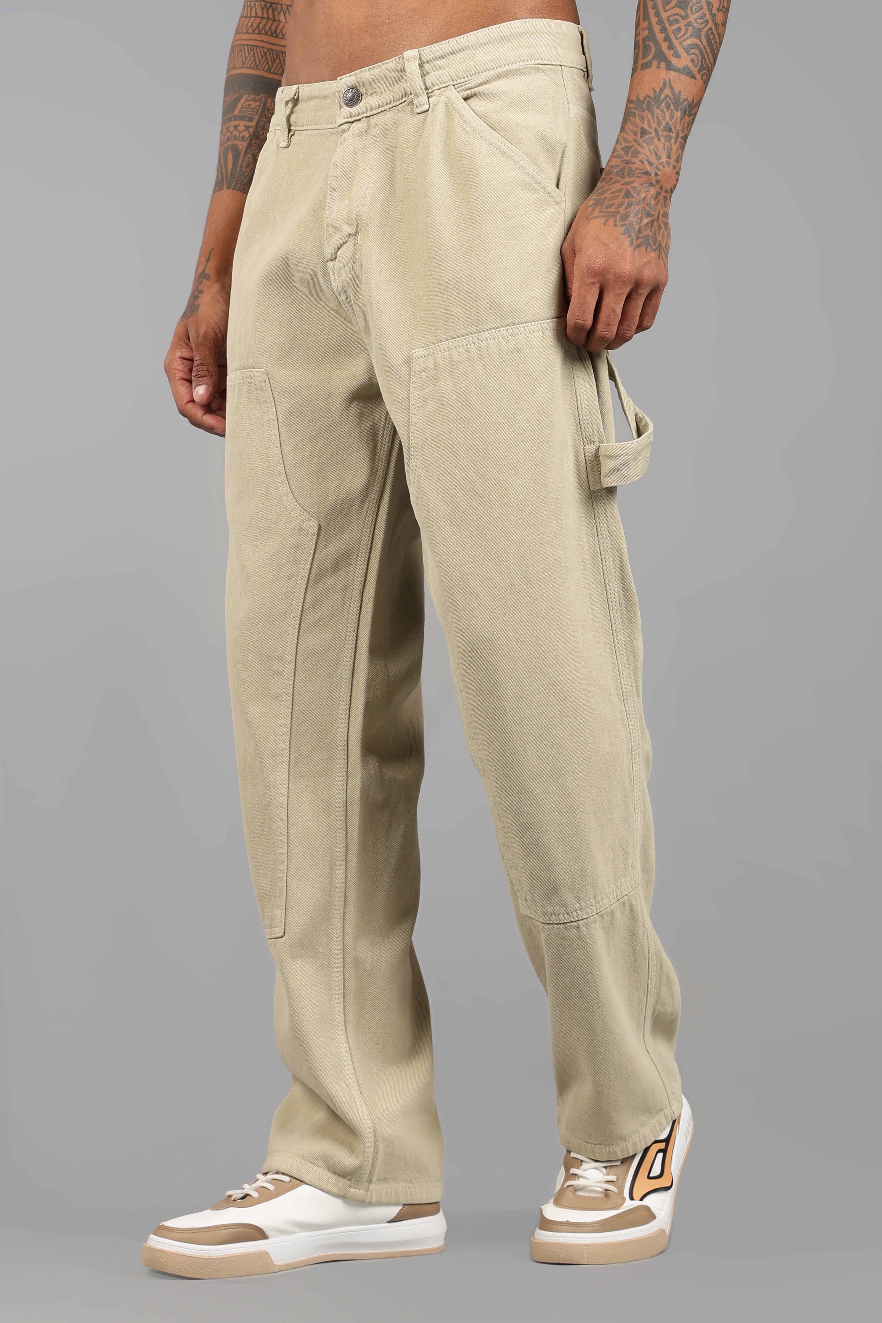 Beige Carpenter Jeans
