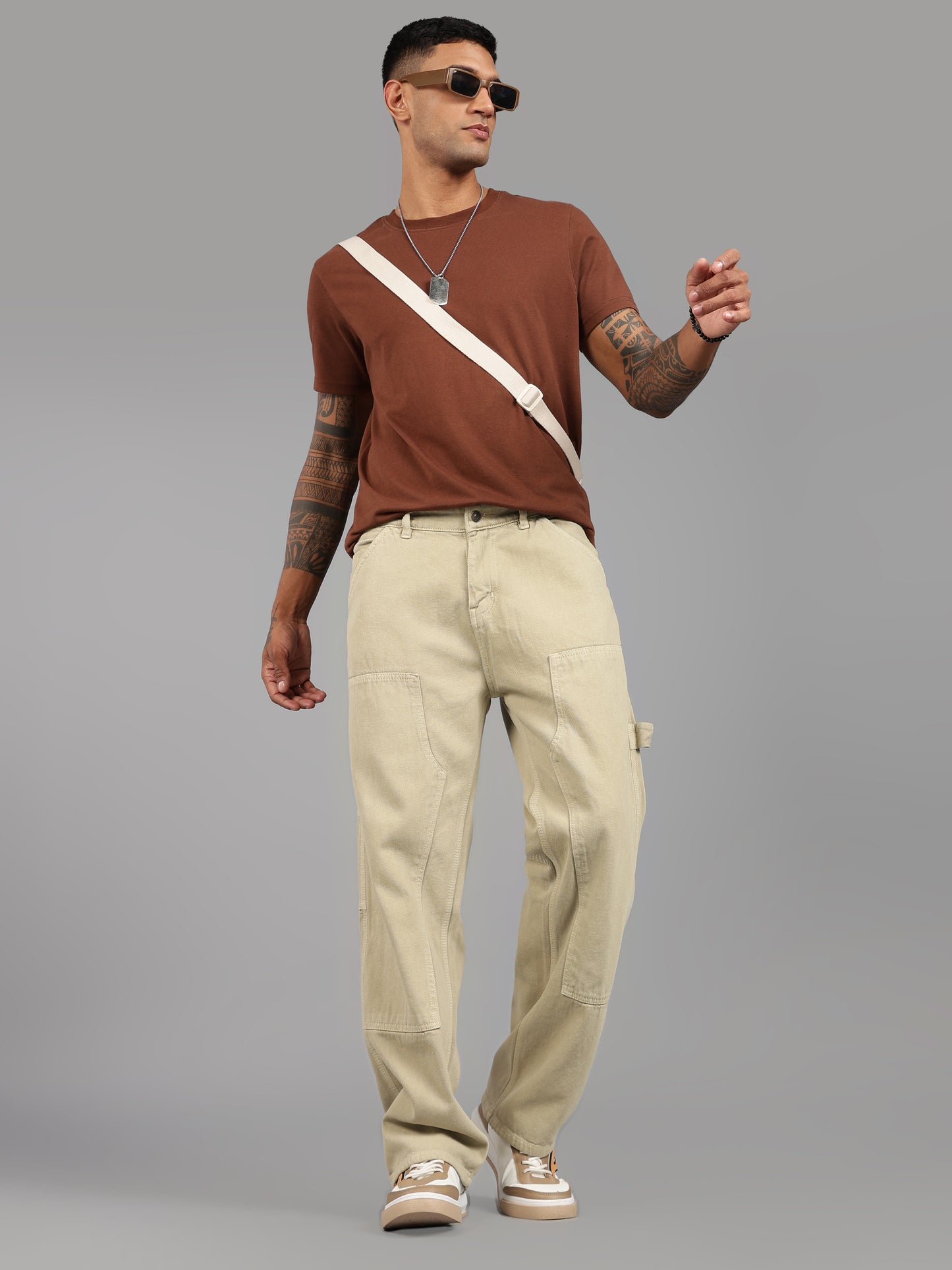 Beige Carpenter Jeans