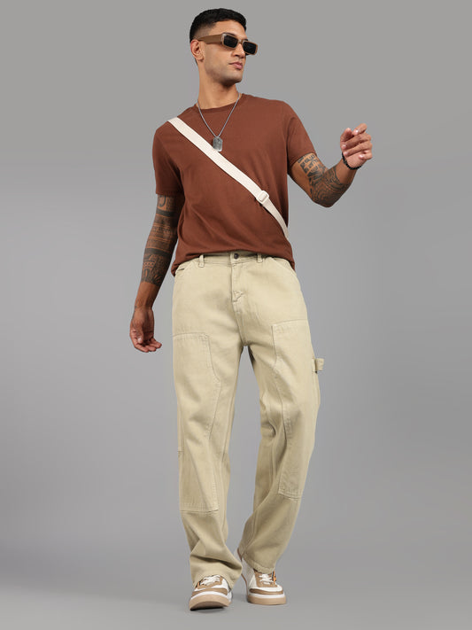 Beige Carpenter Jeans