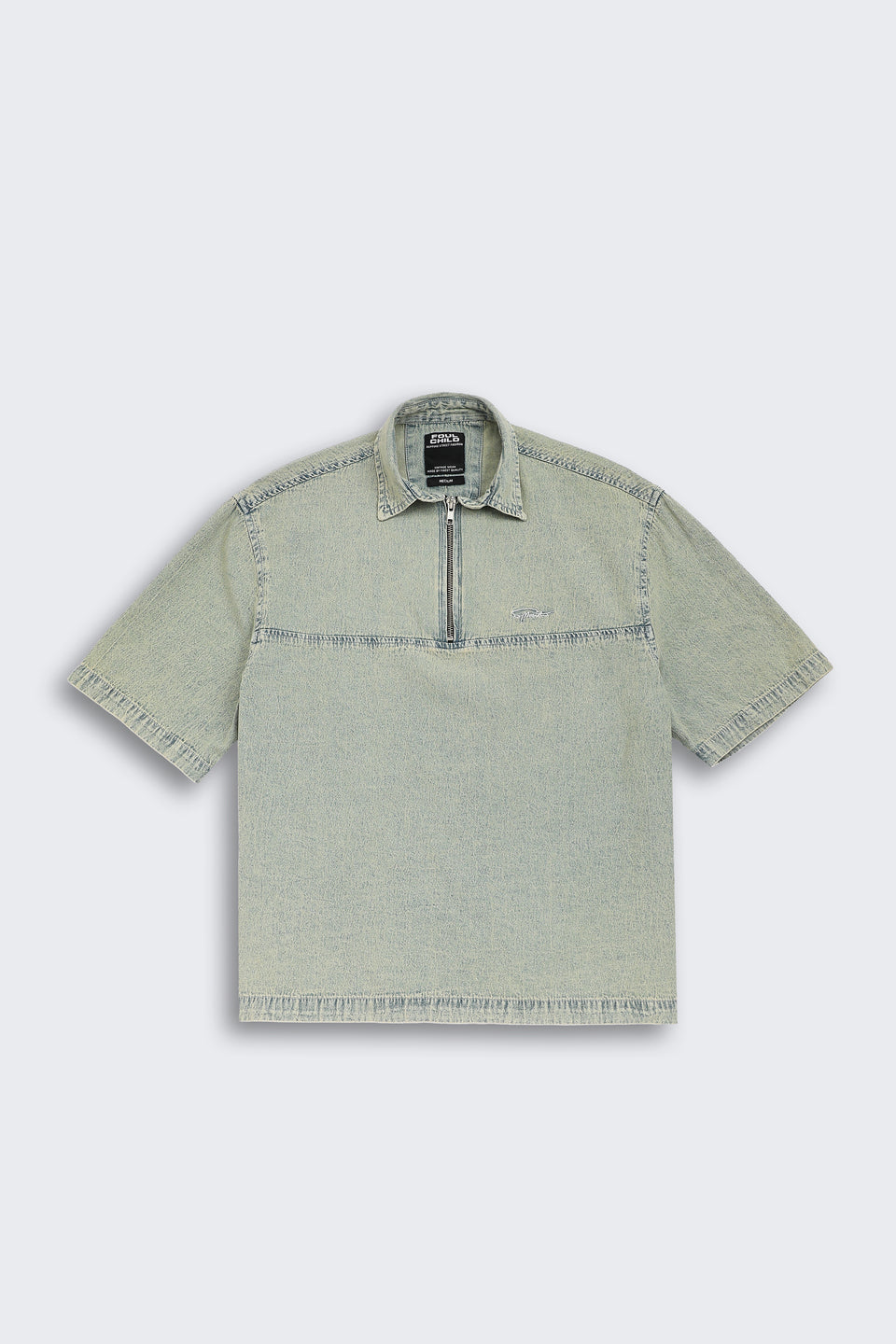 Boxy Fit Zipper Shirt | Vintage Blue