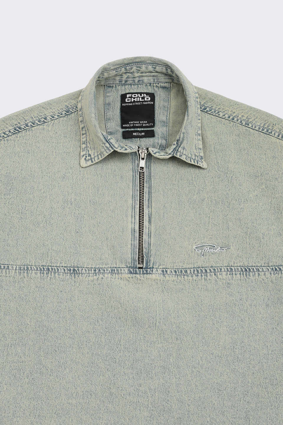 Boxy Fit Zipper Shirt | Vintage Blue
