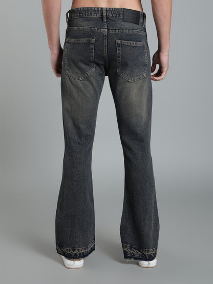 Brown Tint- Men's Ripped Flared Jeans