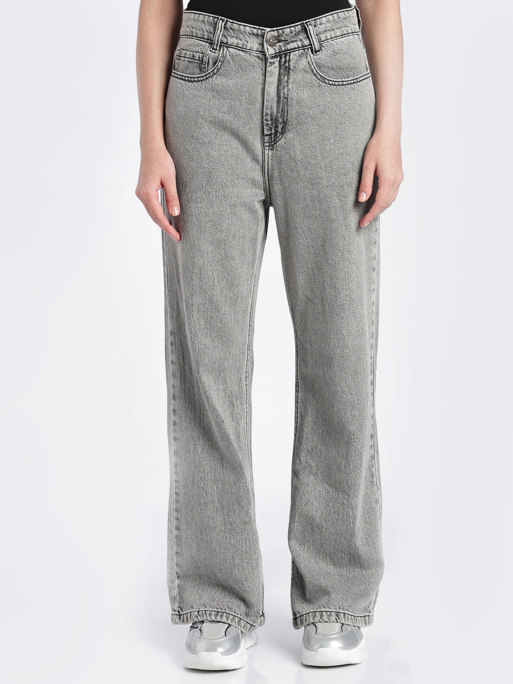 Women's Grey Wide Leg Jeans