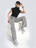 Women's Grey Wide Leg Jeans