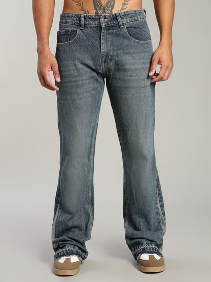 Men's Blue Flared Jeans Plain