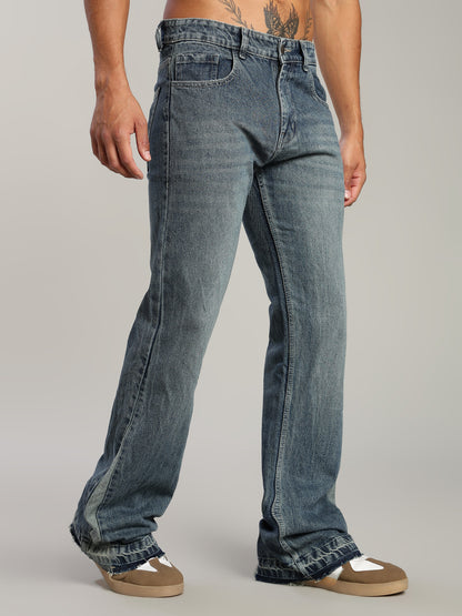 Men's Blue Flared Jeans Plain
