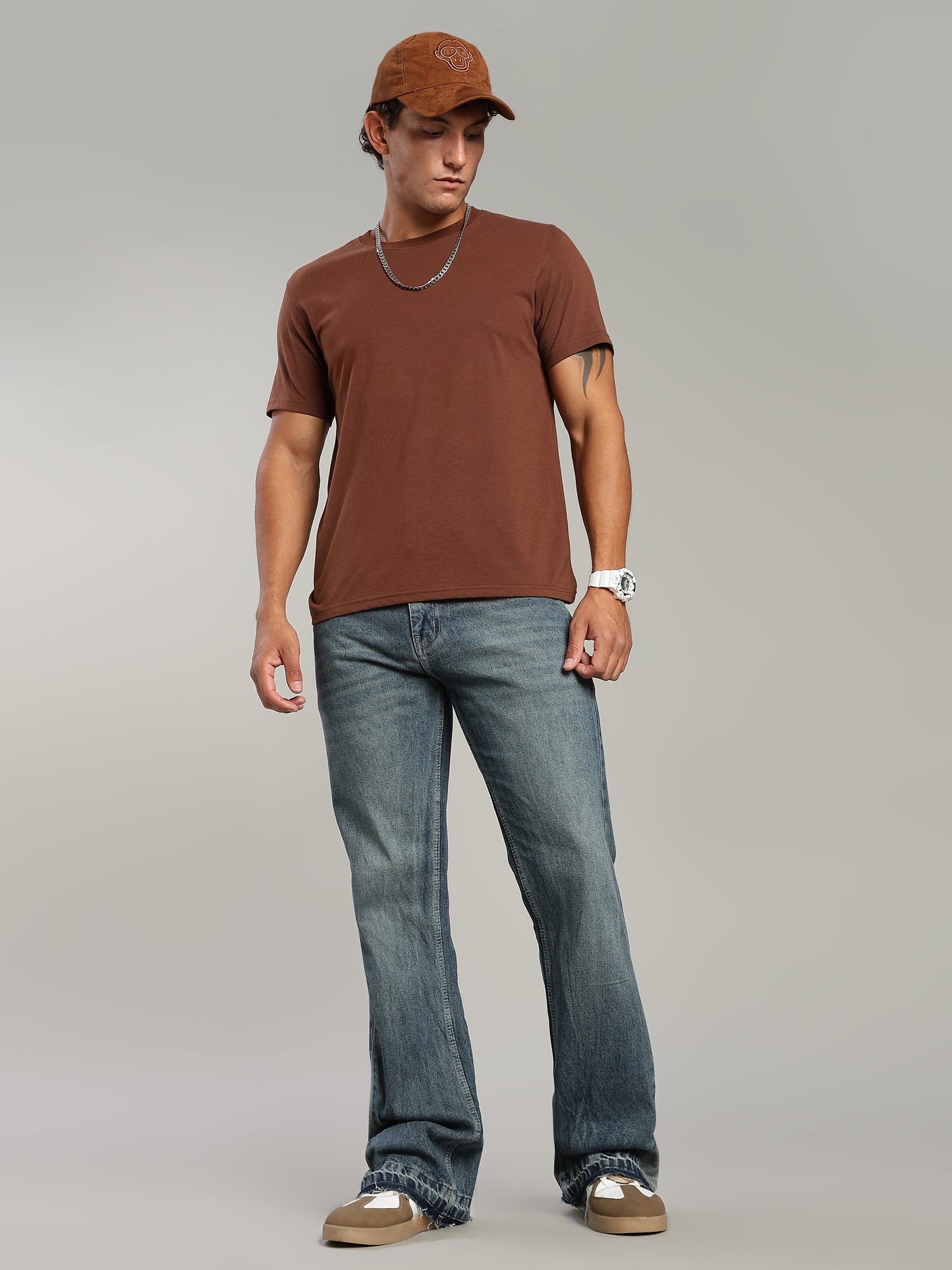 Men's Blue Flared Jeans Plain