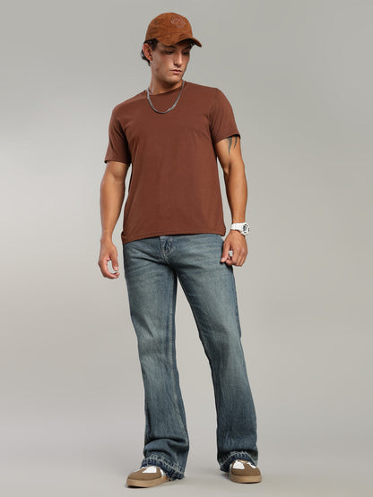 Men's Blue Flared Jeans Plain