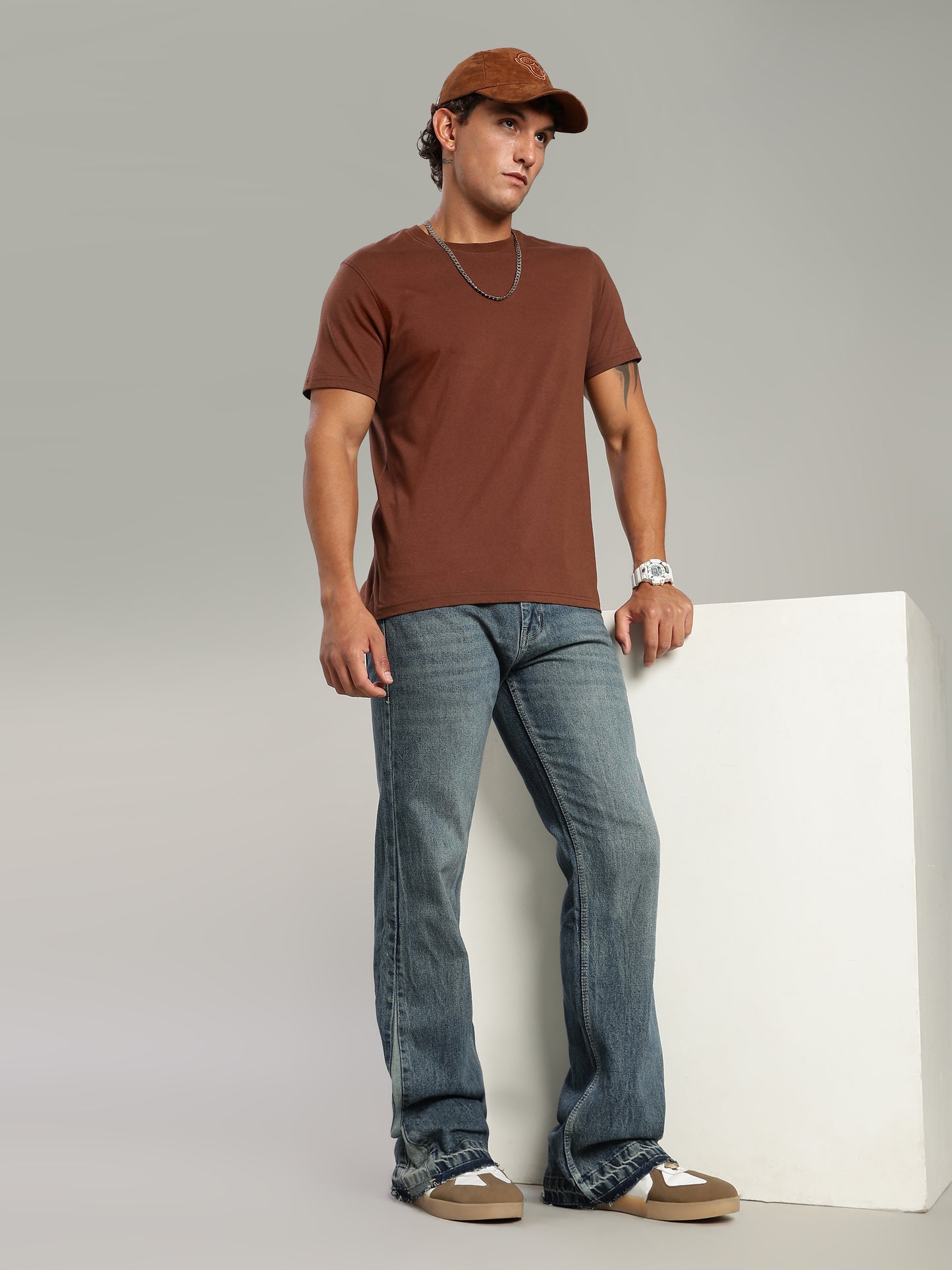 Men's Blue Flared Jeans Plain