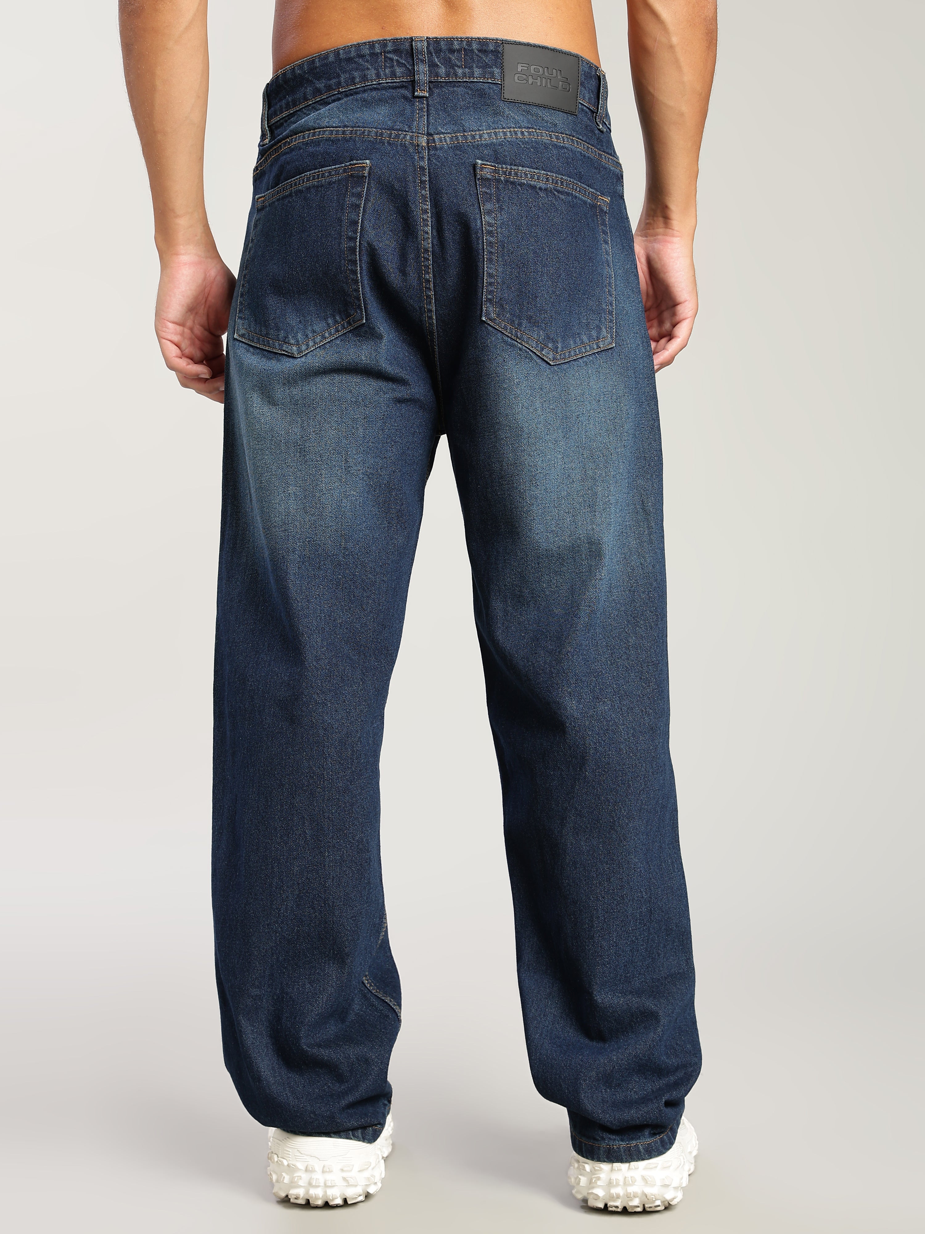 Plain Baggy Green Blue Jeans