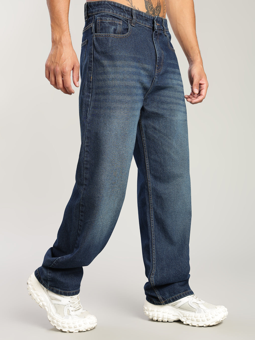 Plain Baggy Green Blue Jeans