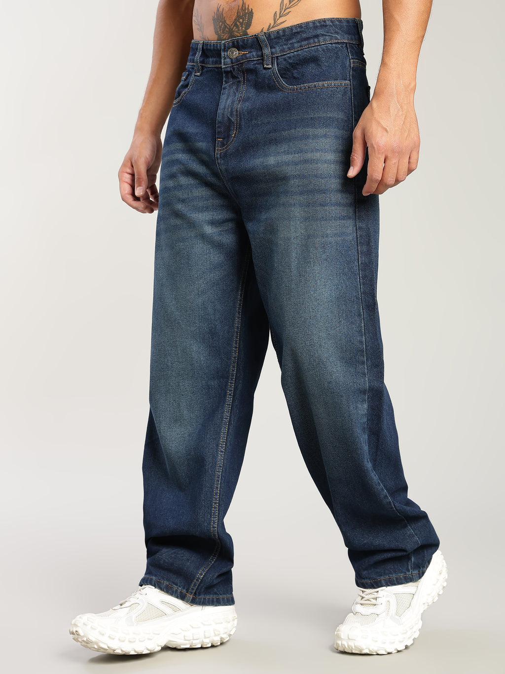 Plain Baggy Green Blue Jeans