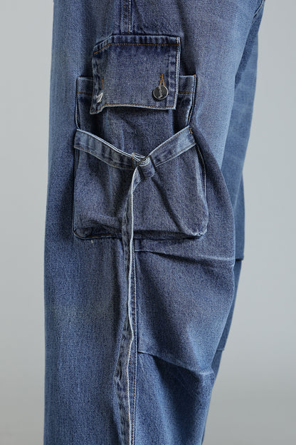 Blue 6-Pocket Cargo Jogger - Baggy Fit
