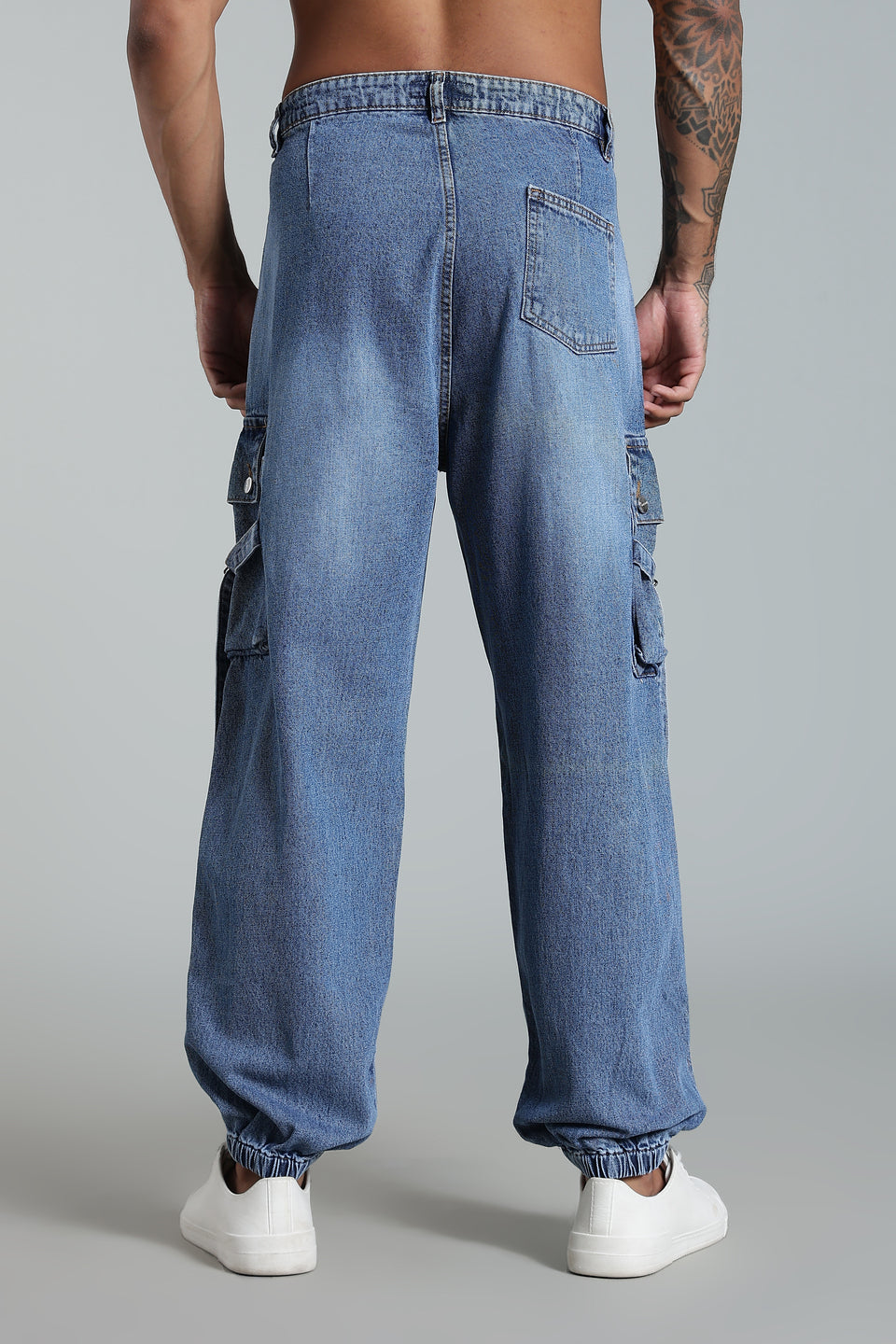 Blue 6-Pocket Cargo Jogger - Baggy Fit